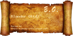 Blander Ottó névjegykártya